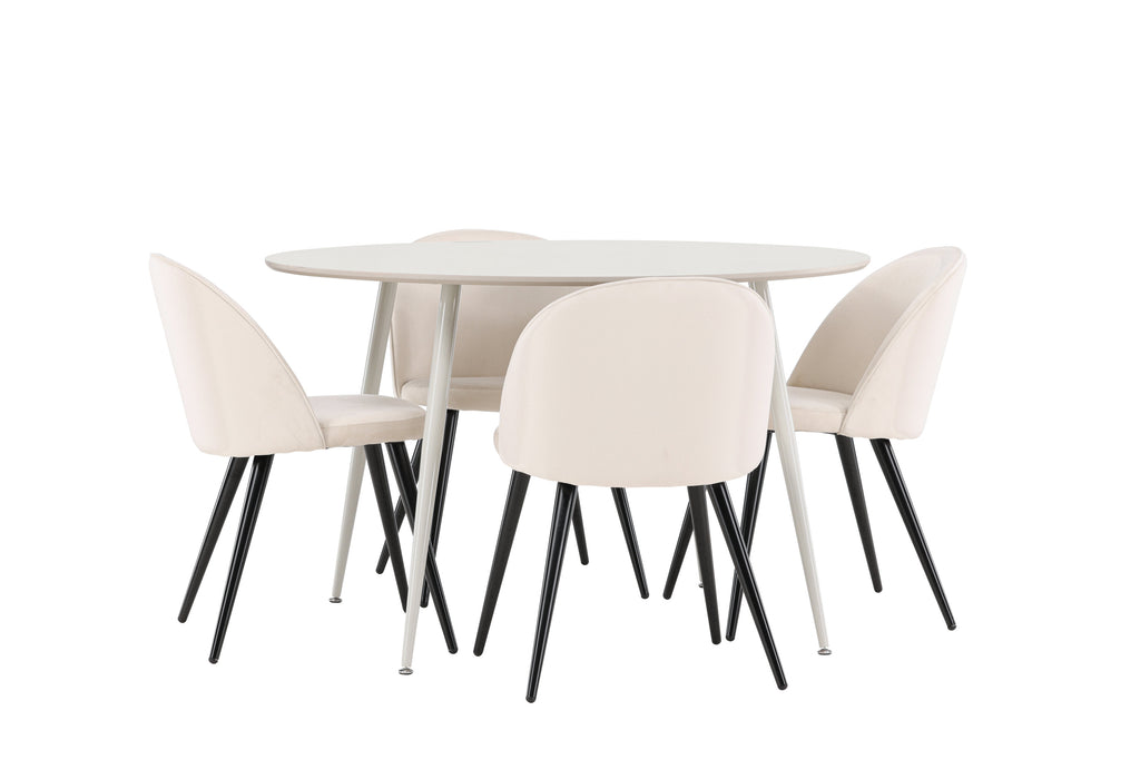 Plaza matbord med Velvet matstolar i sammet