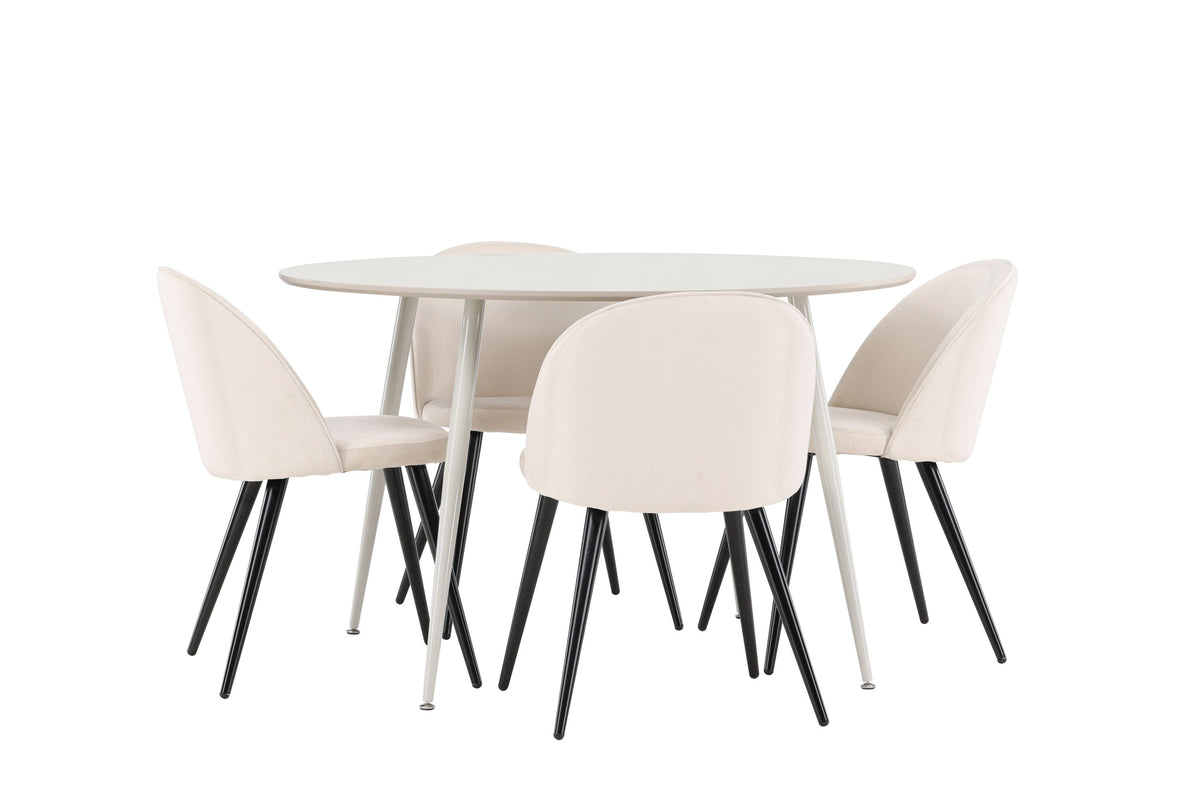 Plaza matbord med Velvet matstolar i sammet