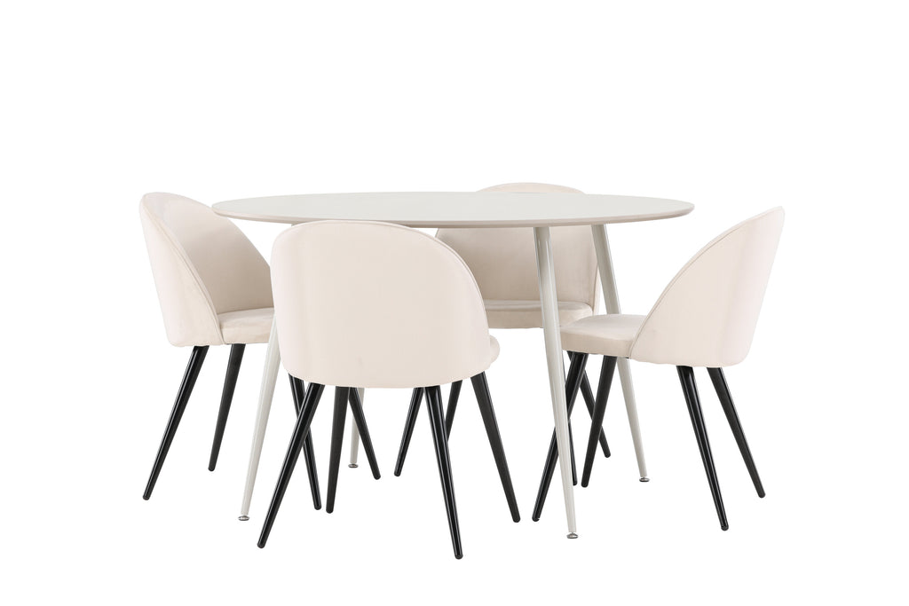 Plaza matbord med Velvet matstolar i sammet