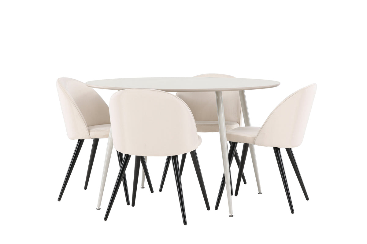 Plaza matbord med Velvet matstolar i sammet