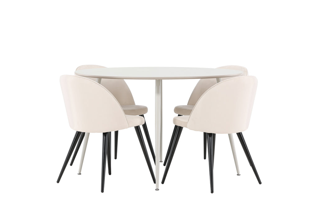 Plaza matbord med Velvet matstolar i sammet