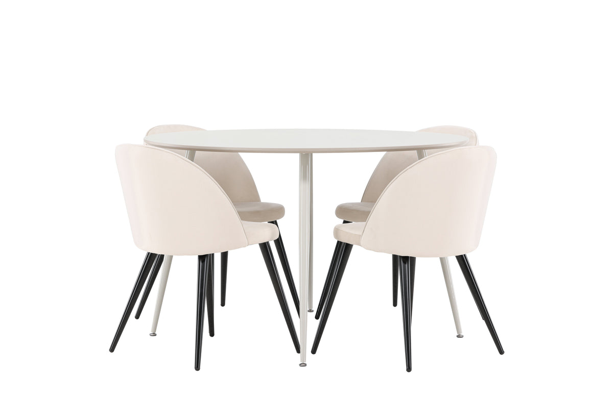 Plaza matbord med Velvet matstolar i sammet
