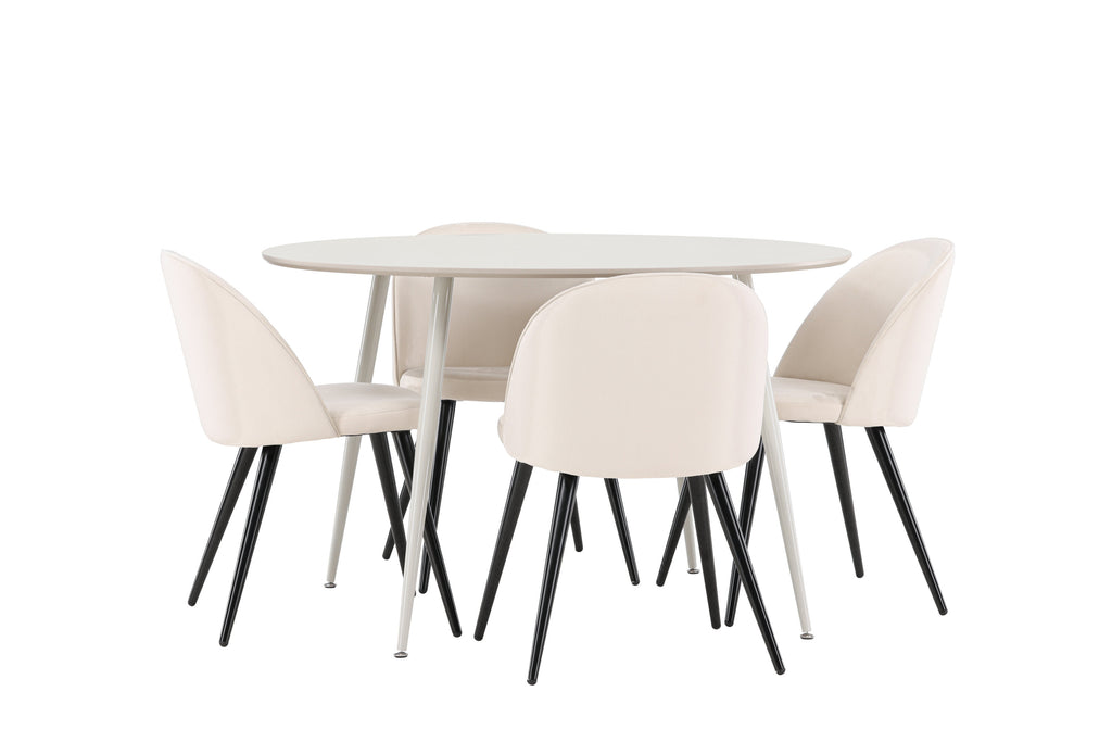 Plaza matbord med Velvet matstolar i sammet