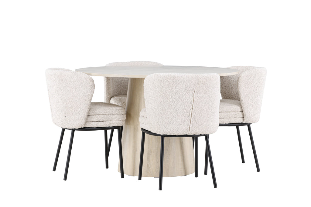 Lanzo matgrupp med Agnes-stolar i bouclé