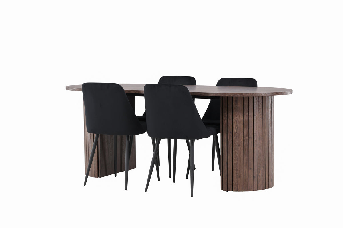 Härön matbord med Night matstolar i sammet