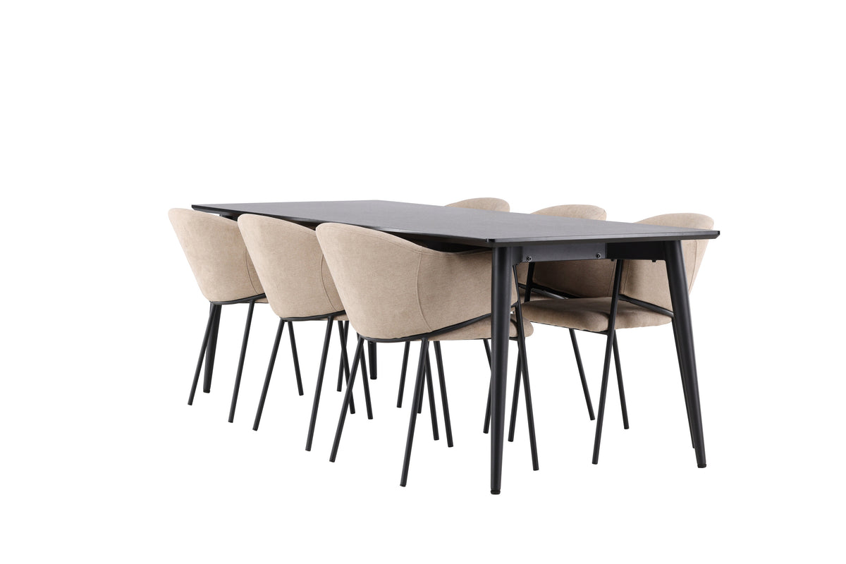 Ellis matgrupp med Evelina matstolar i linneimitationsväv