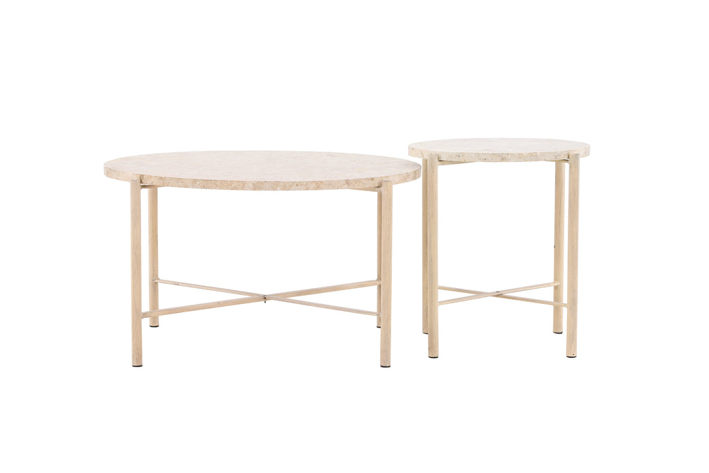 Sandhamn soffbord 2-pack Ø70 och Ø40 cm beige mactansten