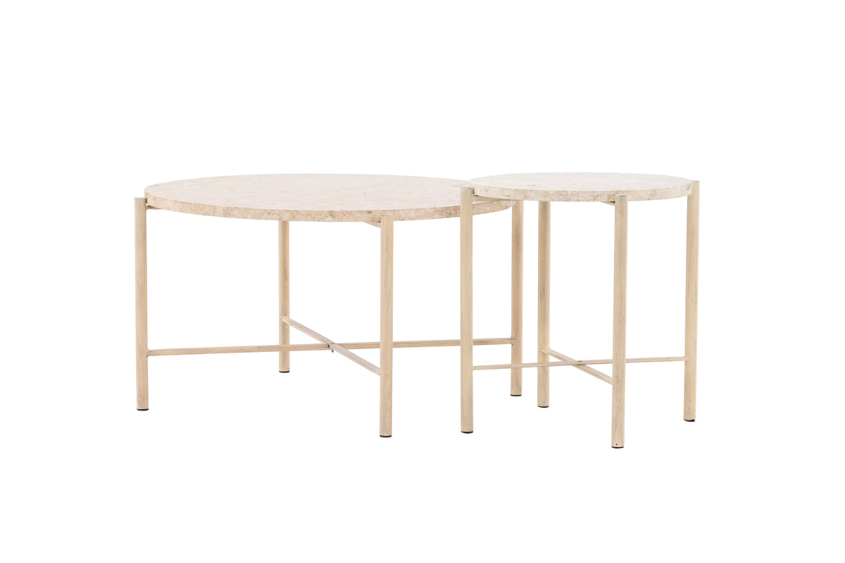 Sandhamn soffbord 2-pack Ø70 och Ø40 cm beige mactansten