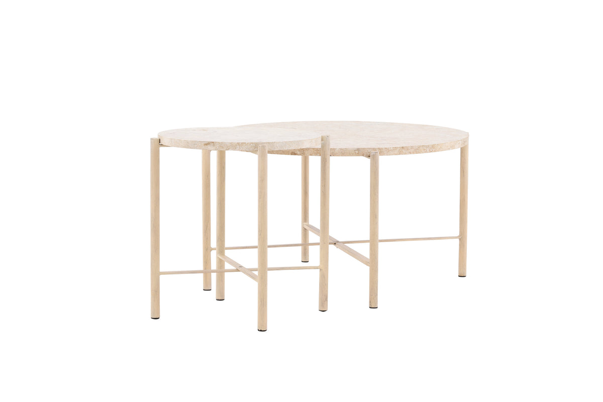 Sandhamn soffbord 2-pack Ø70 och Ø40 cm beige mactansten