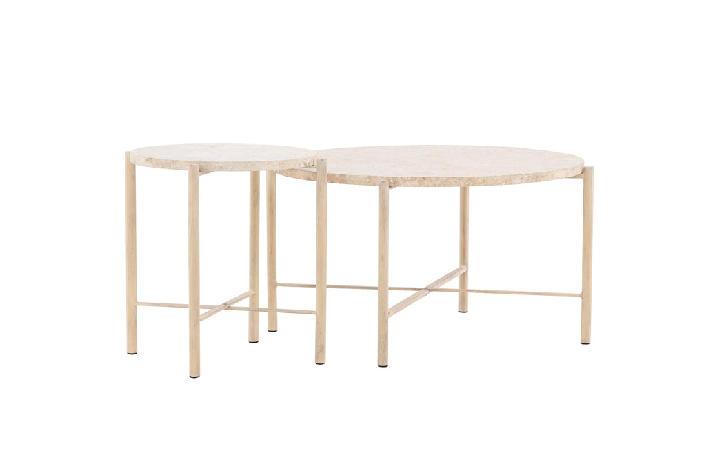 Sandhamn soffbord 2-pack Ø70 och Ø40 cm beige mactansten