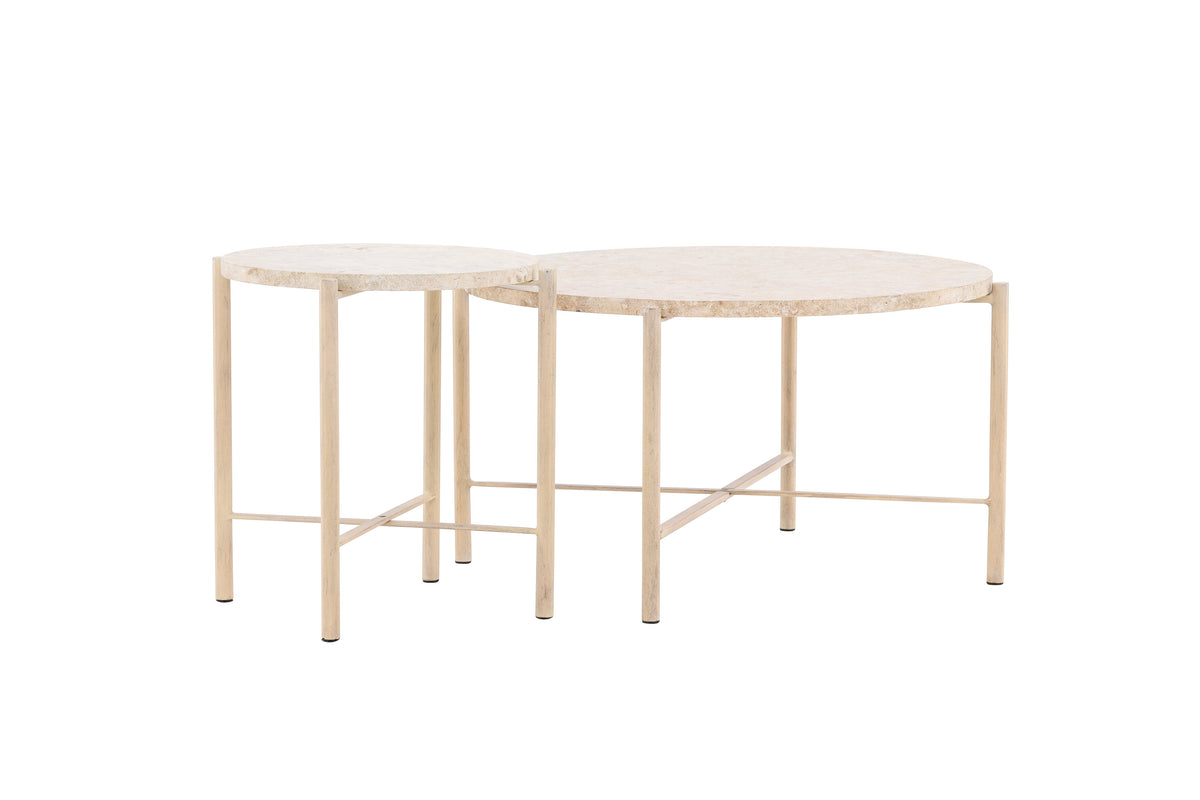Sandhamn soffbord 2-pack Ø70 och Ø40 cm beige mactansten