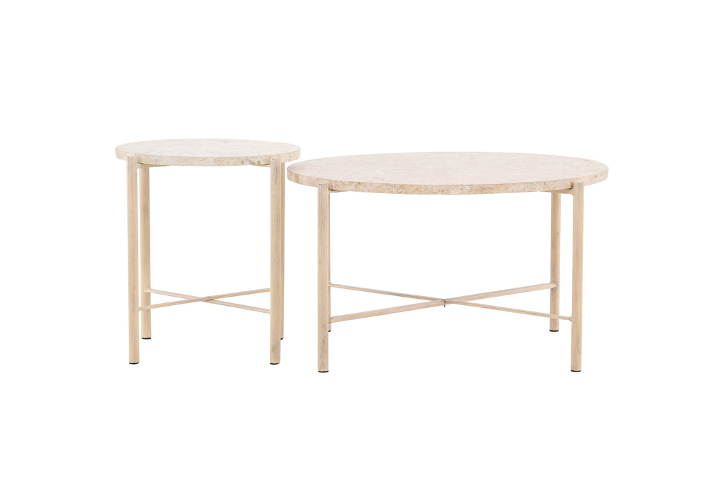 Sandhamn soffbord 2-pack Ø70 och Ø40 cm beige mactansten