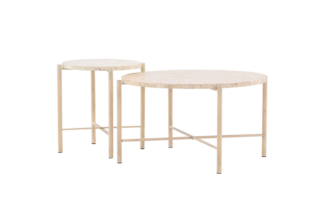 Sandhamn soffbord 2-pack Ø70 och Ø40 cm beige mactansten
