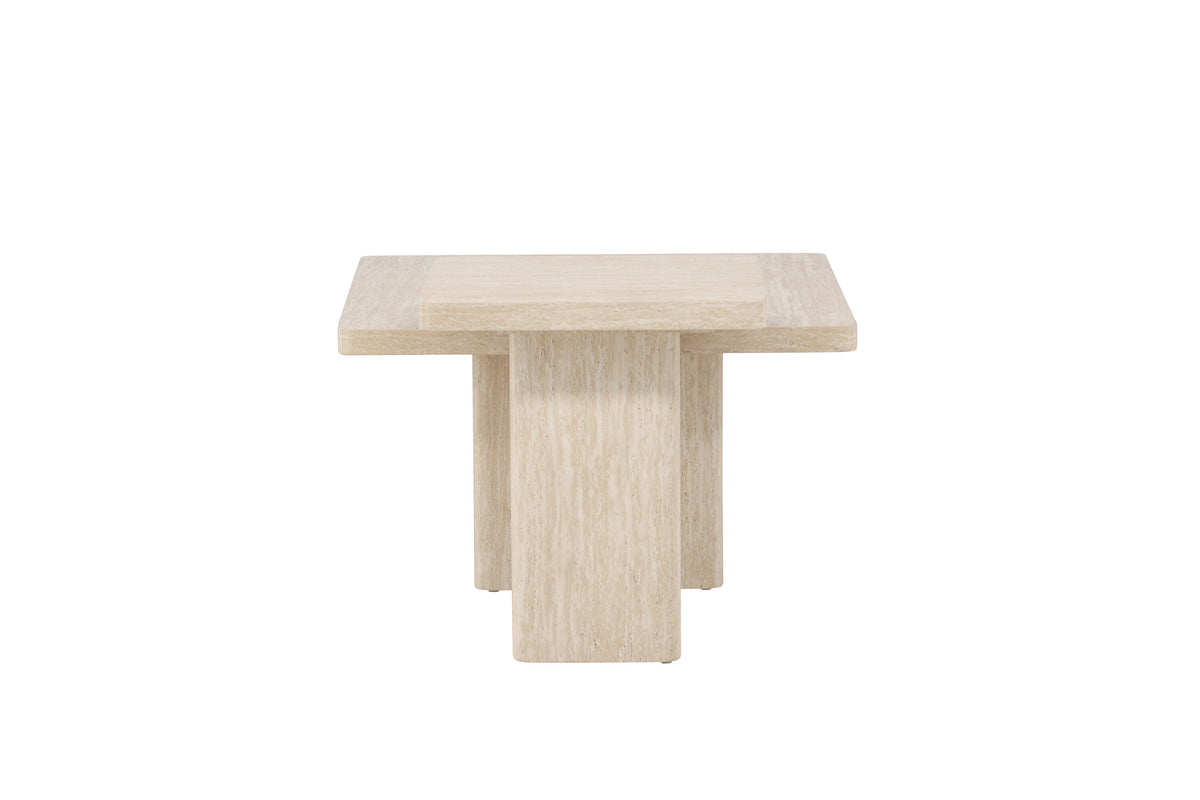 Qvart soffbordsset 80x80x46 cm + 50x50x56 cm beige med travertinimitation