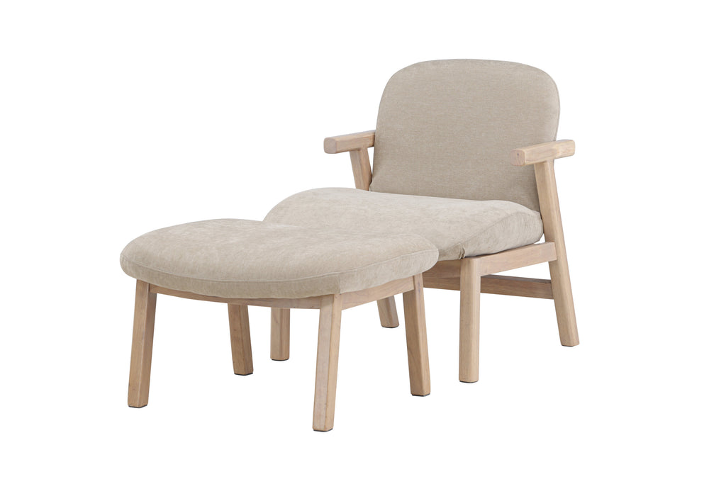 Rile fåtölj med fotpall vitlaserad/beige