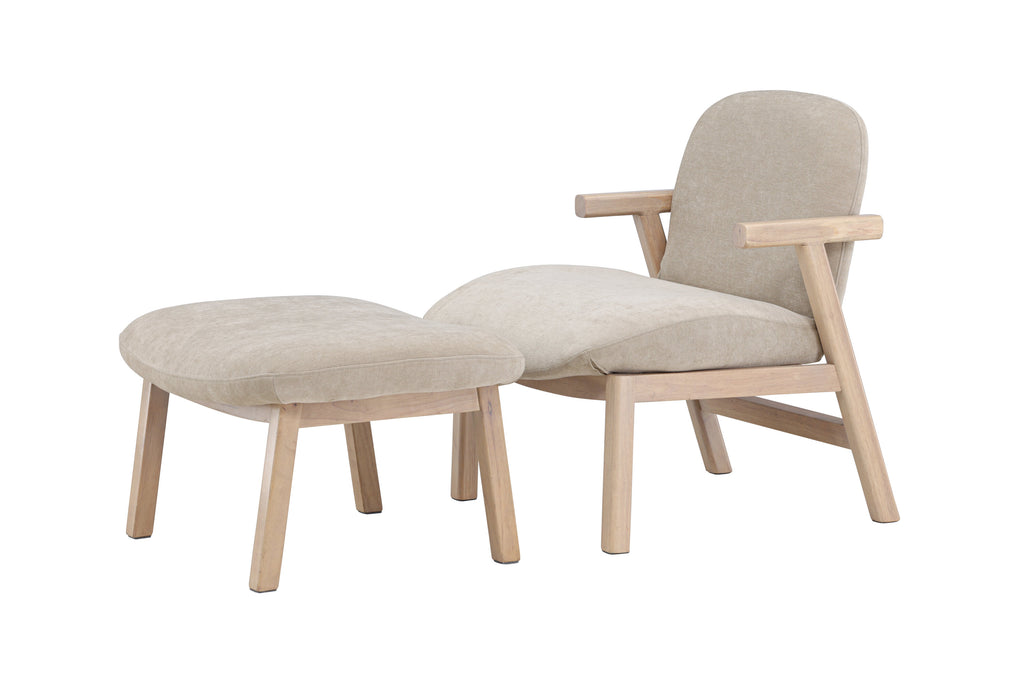 Rile fåtölj med fotpall vitlaserad/beige