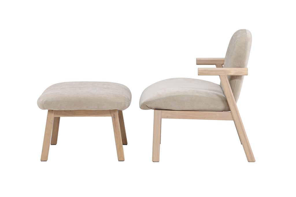 Rile fåtölj med fotpall vitlaserad/beige