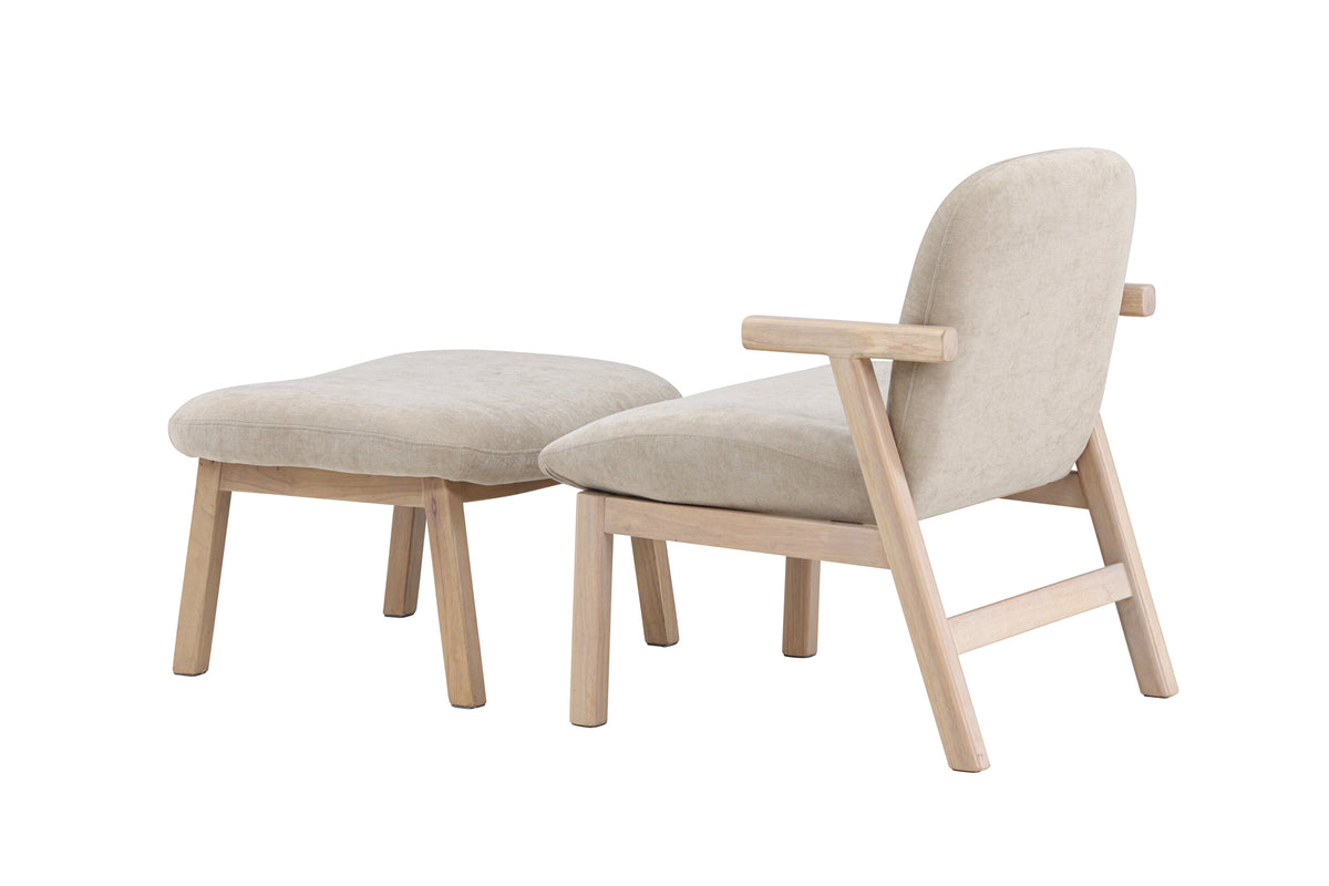 Rile fåtölj med fotpall vitlaserad/beige