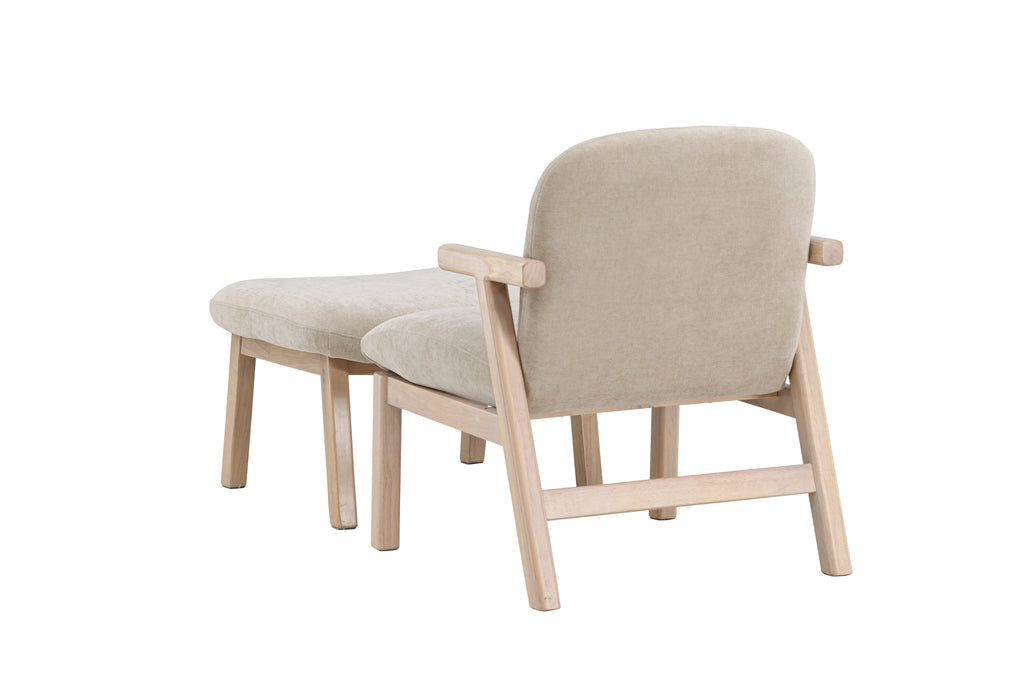Rile fåtölj med fotpall vitlaserad/beige