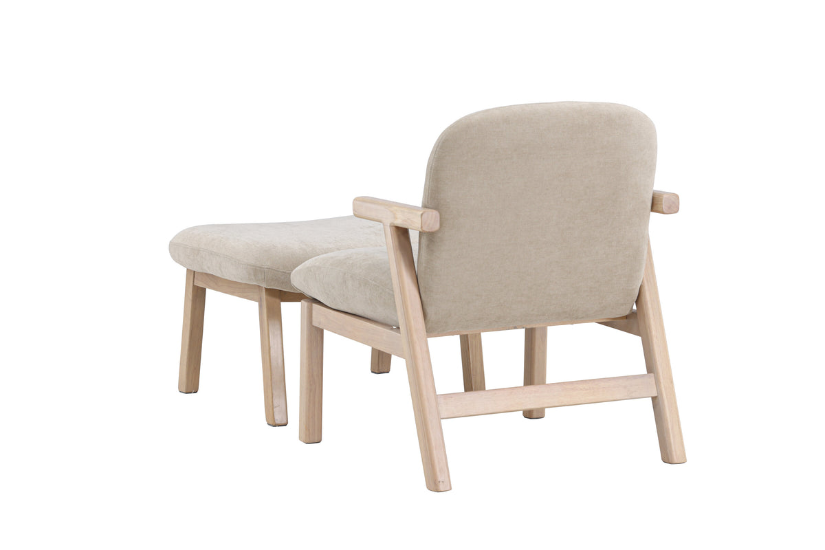 Rile fåtölj med fotpall vitlaserad/beige