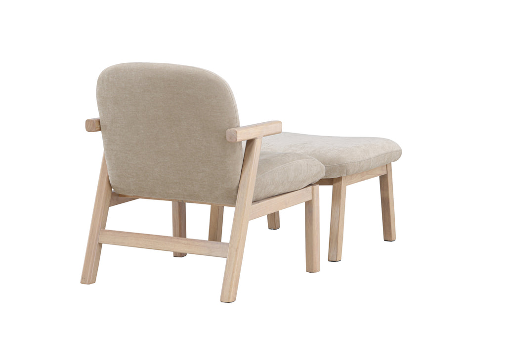 Rile fåtölj med fotpall vitlaserad/beige