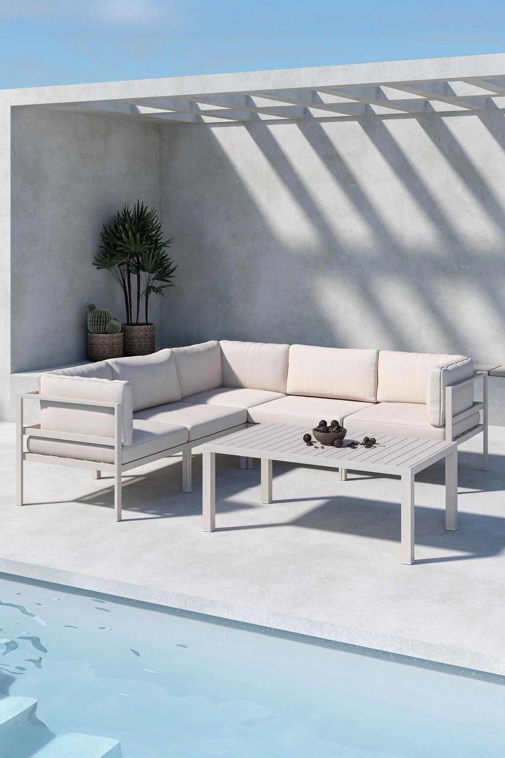 Copacabana modulär hörnsoffgrupp 3+2 med bord beige