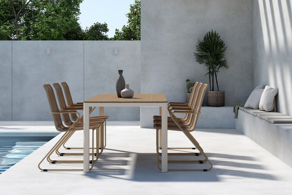 Etna matgrupp med 6 Bois-stolar beige/träimitation
