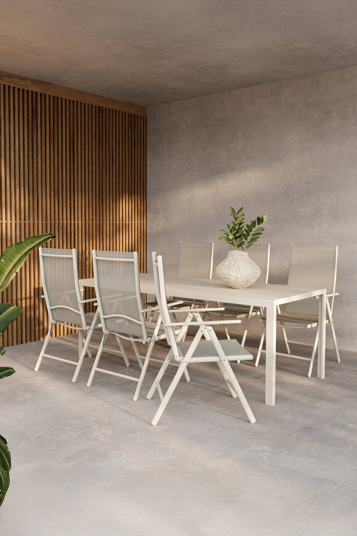 Break matgrupp med 6 stolar beige