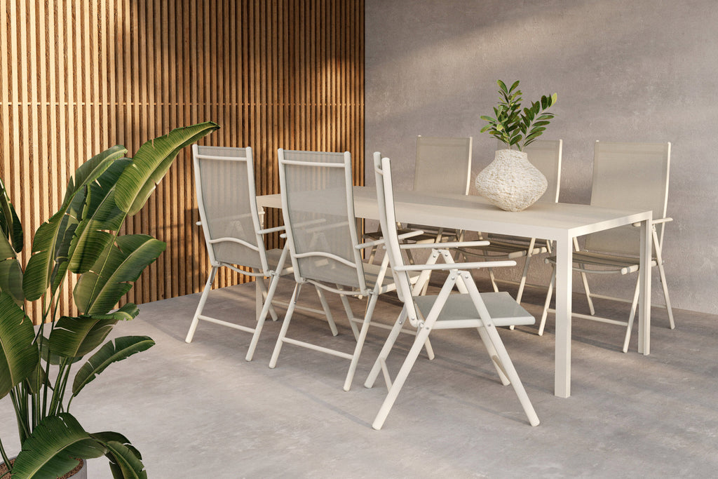 Break matgrupp med 6 stolar beige