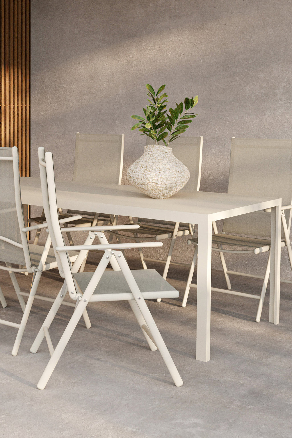 Break matgrupp med 6 stolar beige