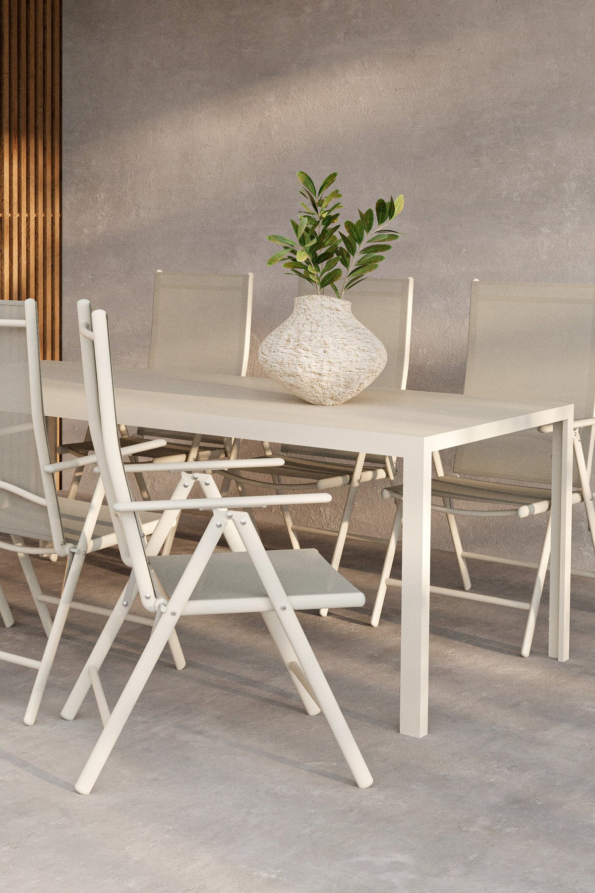 Break matgrupp med 6 stolar beige
