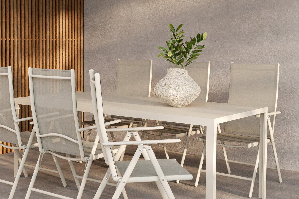 Break matgrupp med 6 stolar beige