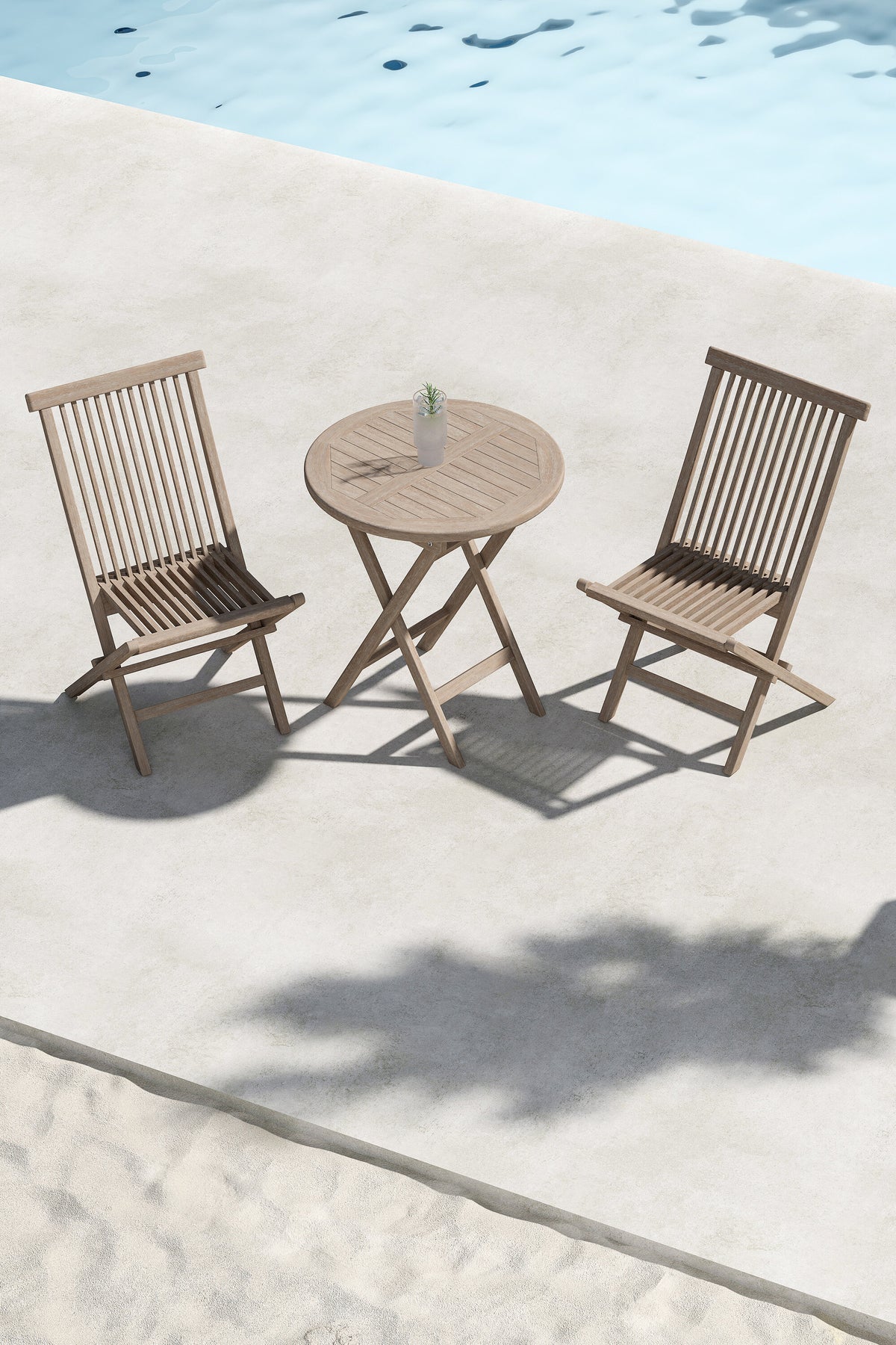 Kenya cafégrupp med 2 stolar vitlaserad teak