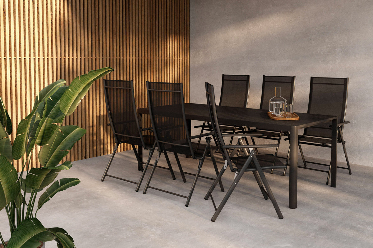 Giardini matgrupp med 6 Levanzo-stolar svart