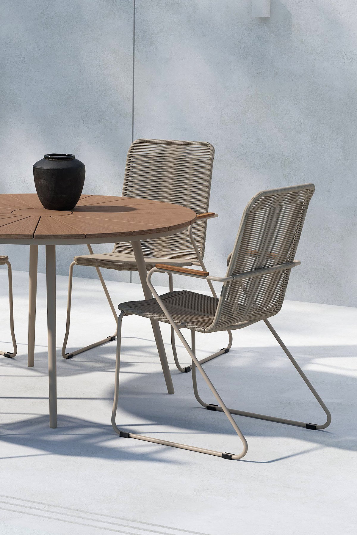 San Vito matgrupp med 4 Bois-stolar beige/trä