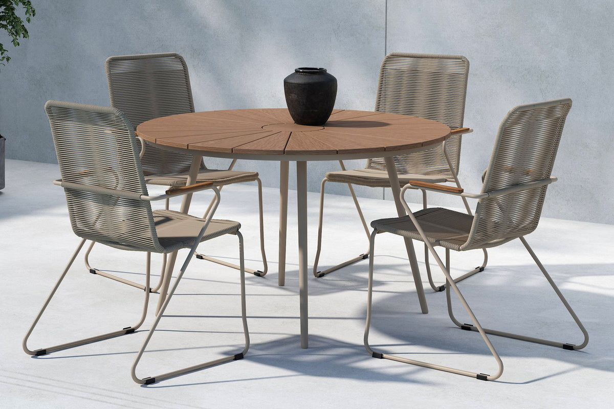San Vito matgrupp med 4 Bois-stolar beige/trä