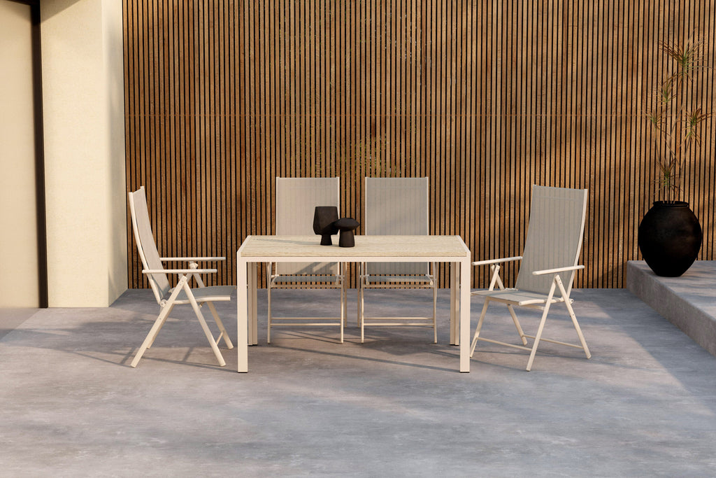 Mirko matgrupp med 4 Levanzo-stolar beige