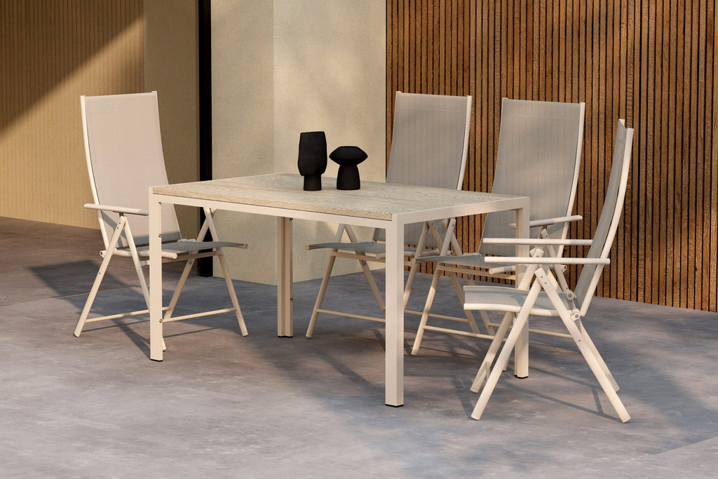 Mirko matgrupp med 4 Levanzo-stolar beige