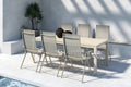 Mirko matgrupp med 6 Levanzo-stolar beige
