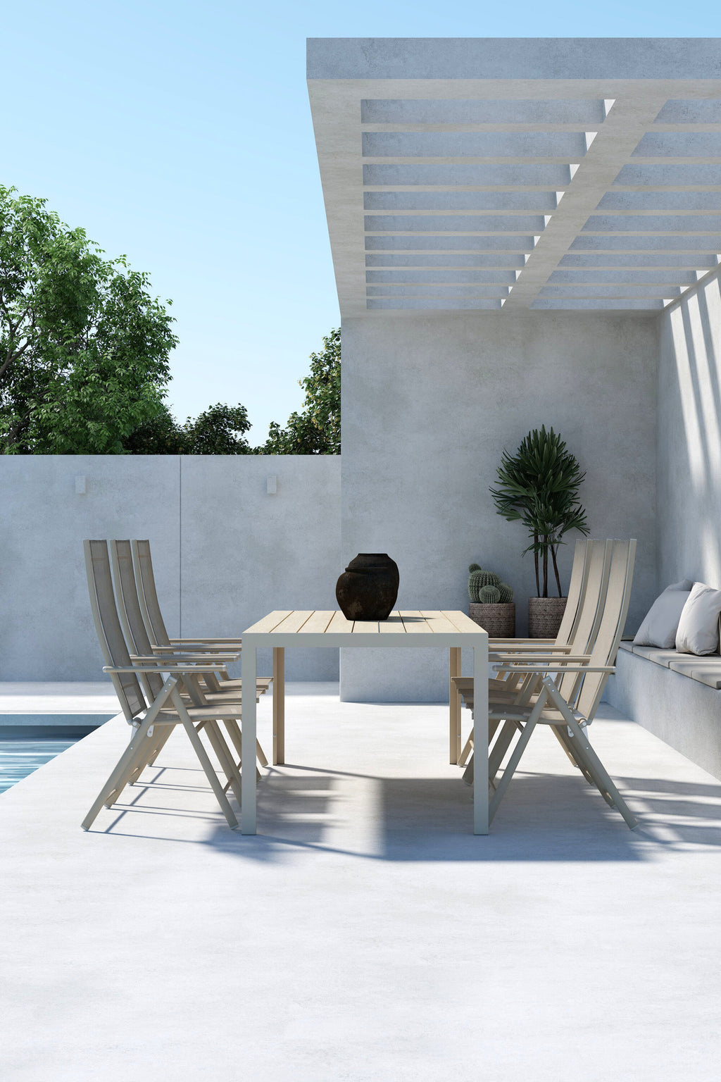 Mirko matgrupp med 6 Levanzo-stolar beige