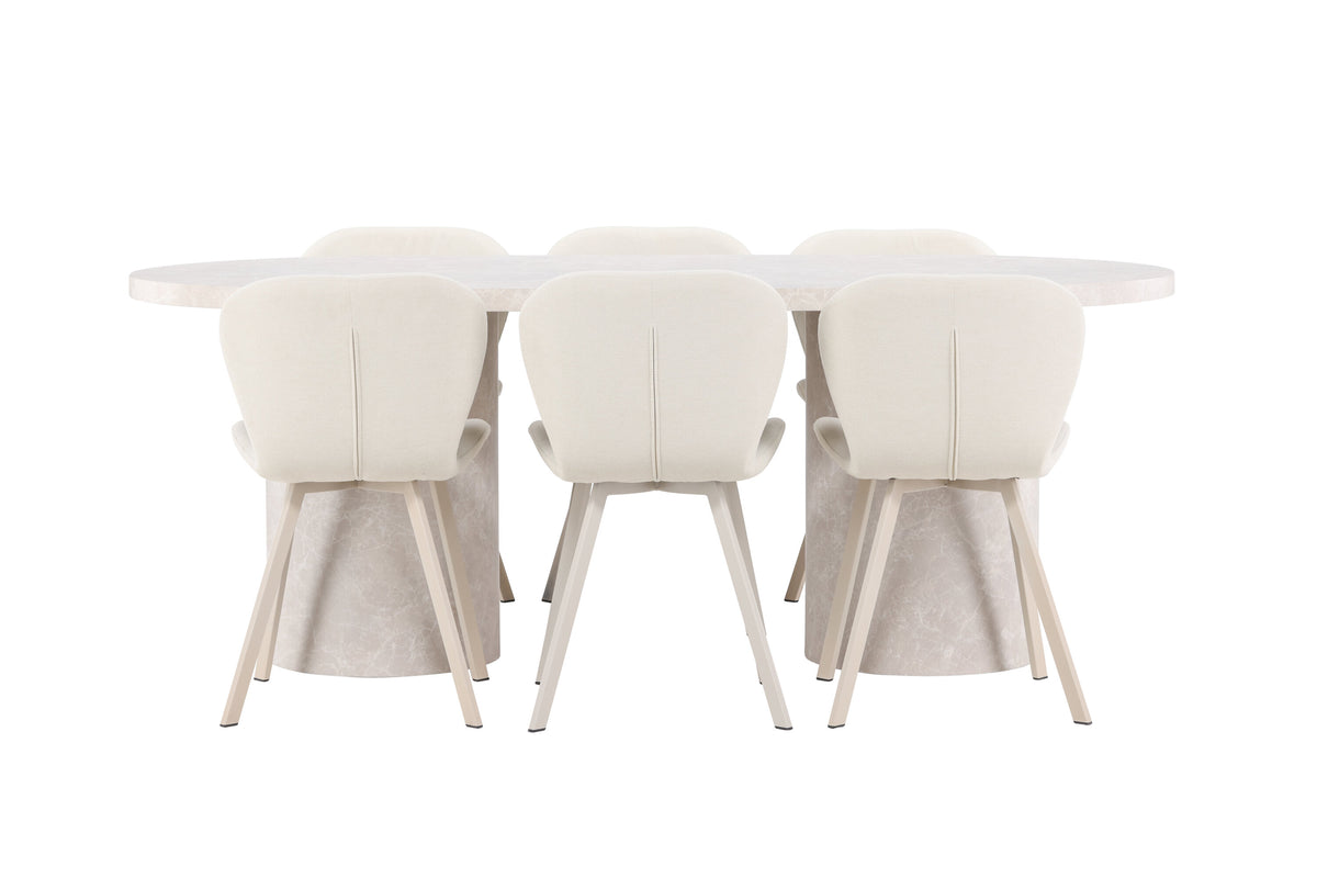 Narvik matgrupp med 6 Lilja-stolar beige
