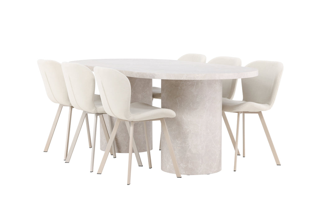 Narvik matgrupp med 6 Lilja-stolar beige