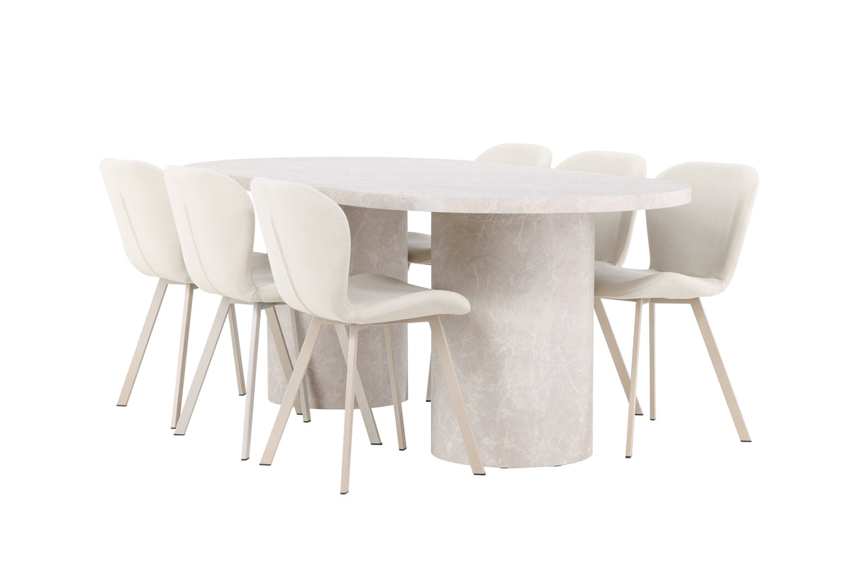 Narvik matgrupp med 6 Lilja-stolar beige