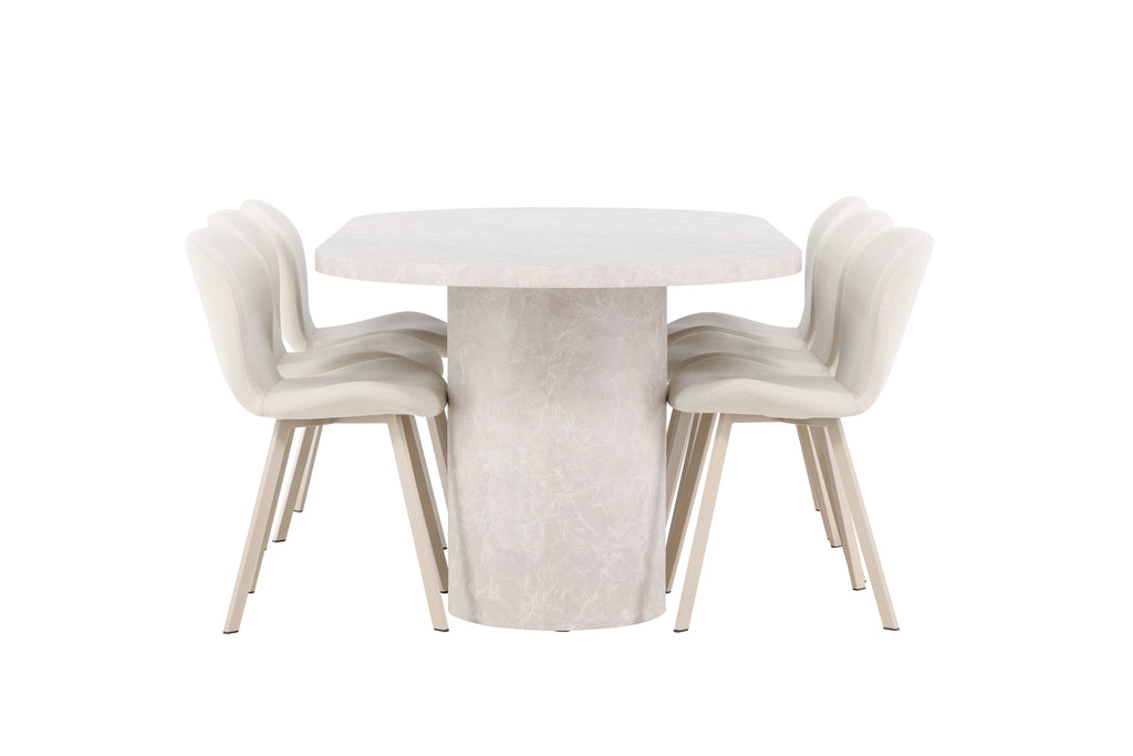 Narvik matgrupp med 6 Lilja-stolar beige