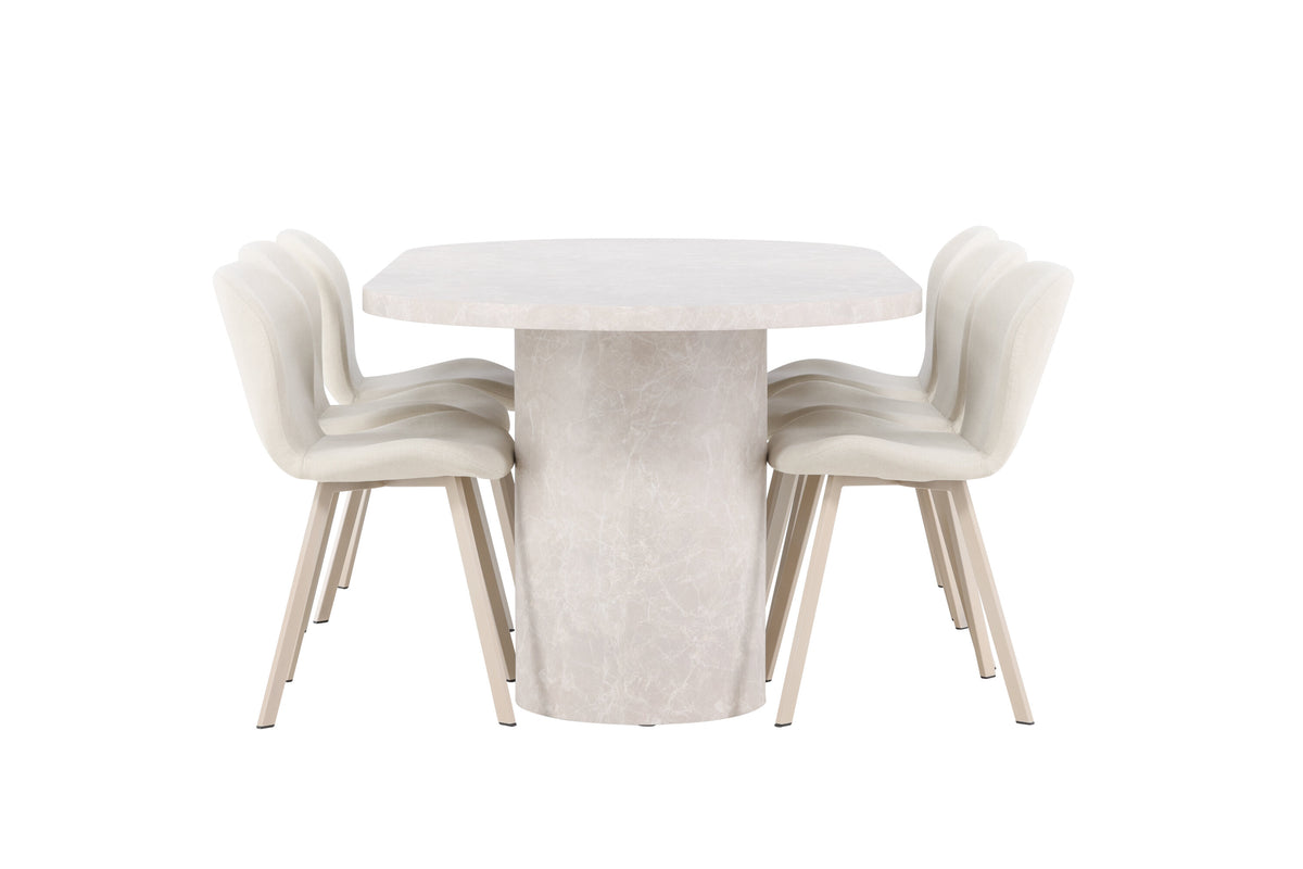 Narvik matgrupp med 6 Lilja-stolar beige
