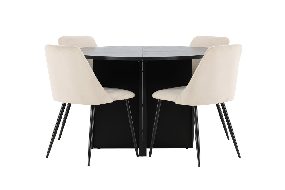 Strada oval matgrupp med 4 Night-stolar svart/beige