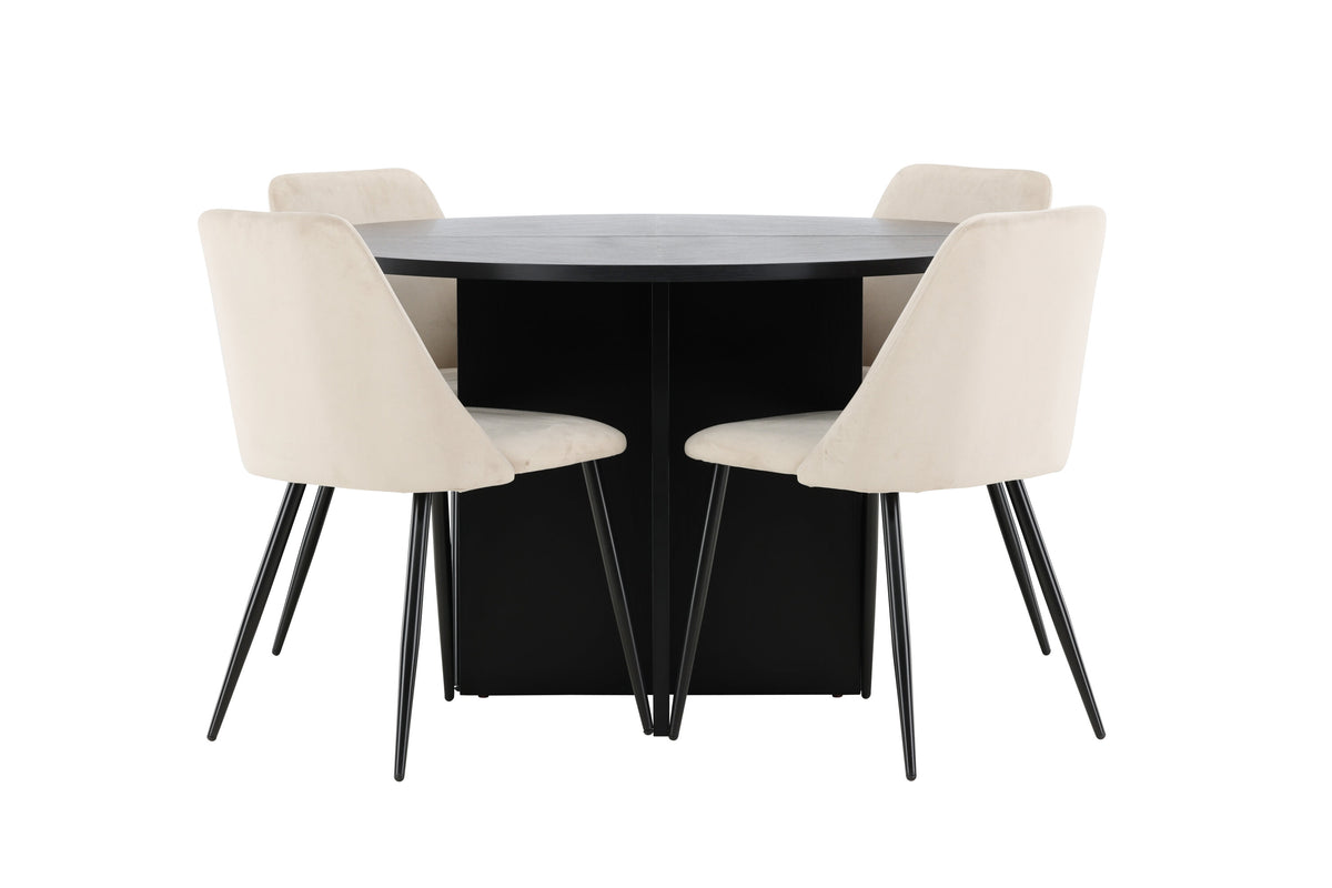 Strada oval matgrupp med 4 Night-stolar svart/beige