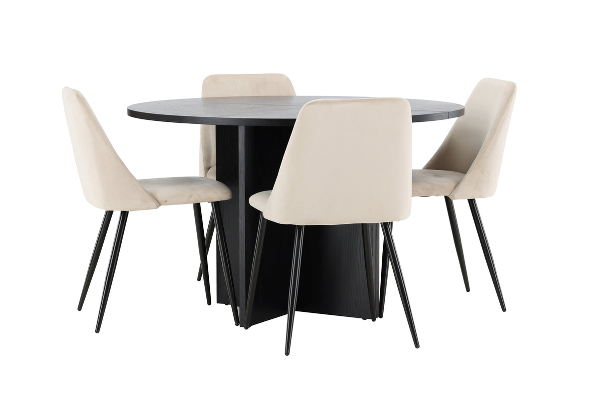 Strada oval matgrupp med 4 Night-stolar svart/beige