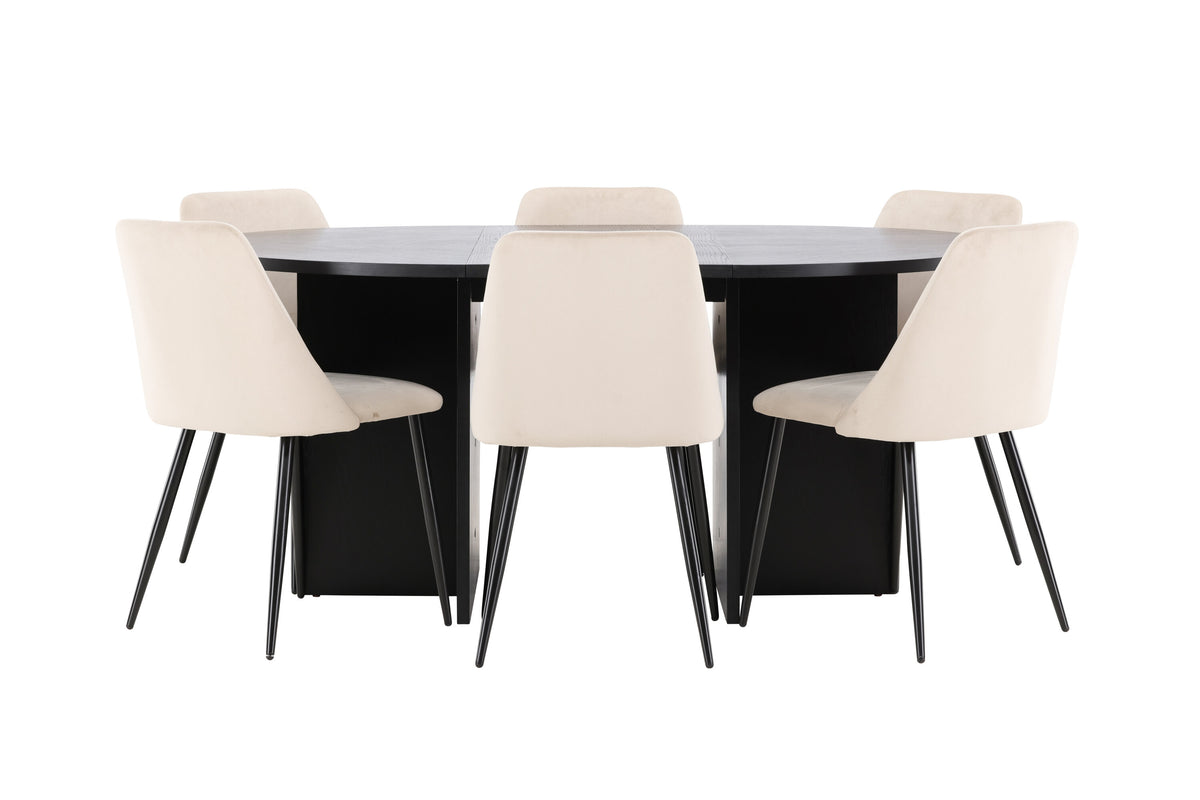 Strada matgrupp med 6 Night-stolar svart/beige