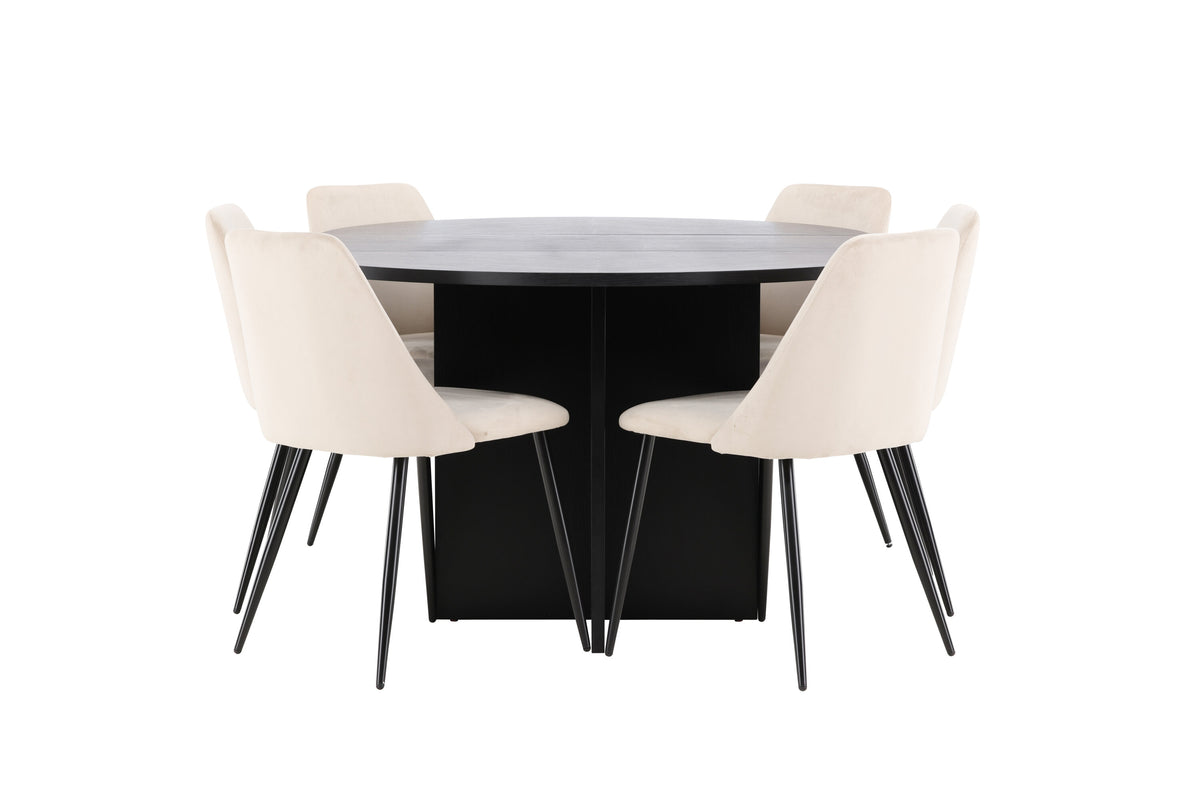 Strada matgrupp med 6 Night-stolar svart/beige